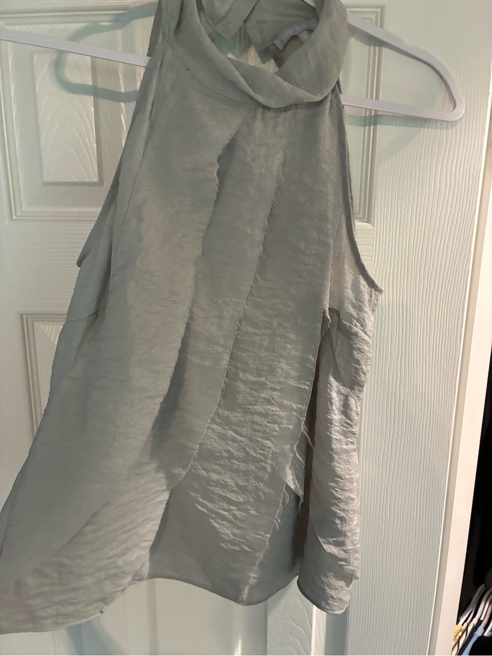 Violet & Claire Asymmetrical Halter Top in Light Gray